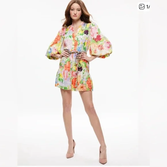 Alice + Olivia Antonette Floral Mini Dress, Size 4 - Picture 13 of 13